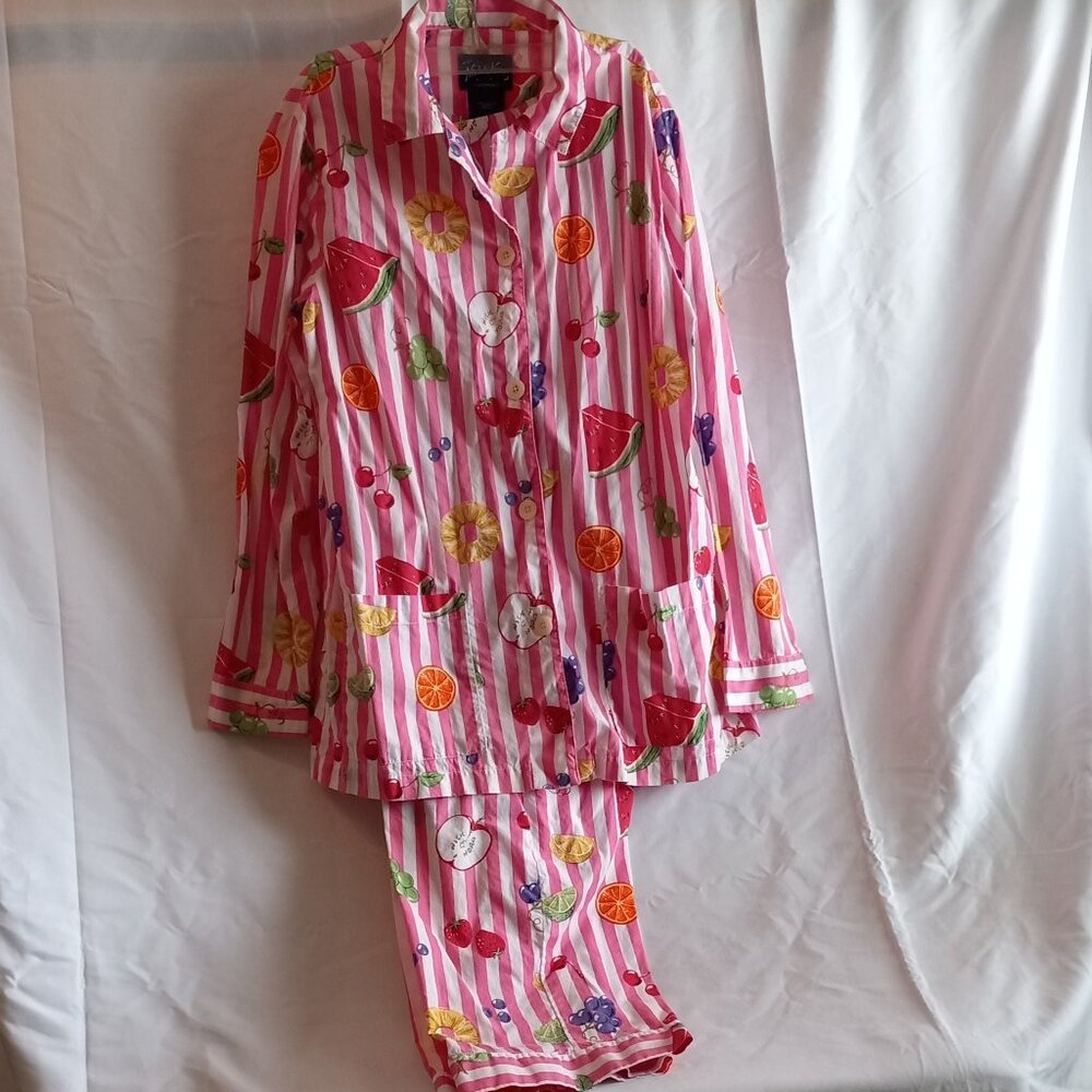 Nick & Nora Striped Summer Fruit Pajamas set